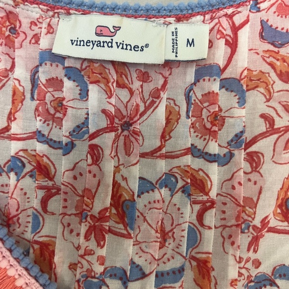 Vineyard Vines Floral Sleeveless V-Neck Top Tunic with Ruffle Trim Sz M - Picture 6 of 8